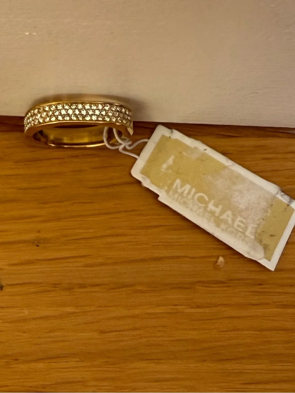 Michael Kors Gold Tone Pave Square “Brilliance”  Ring, approximate size 7